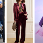 a collage of a woman in a red suit luxury fashion trends 2025